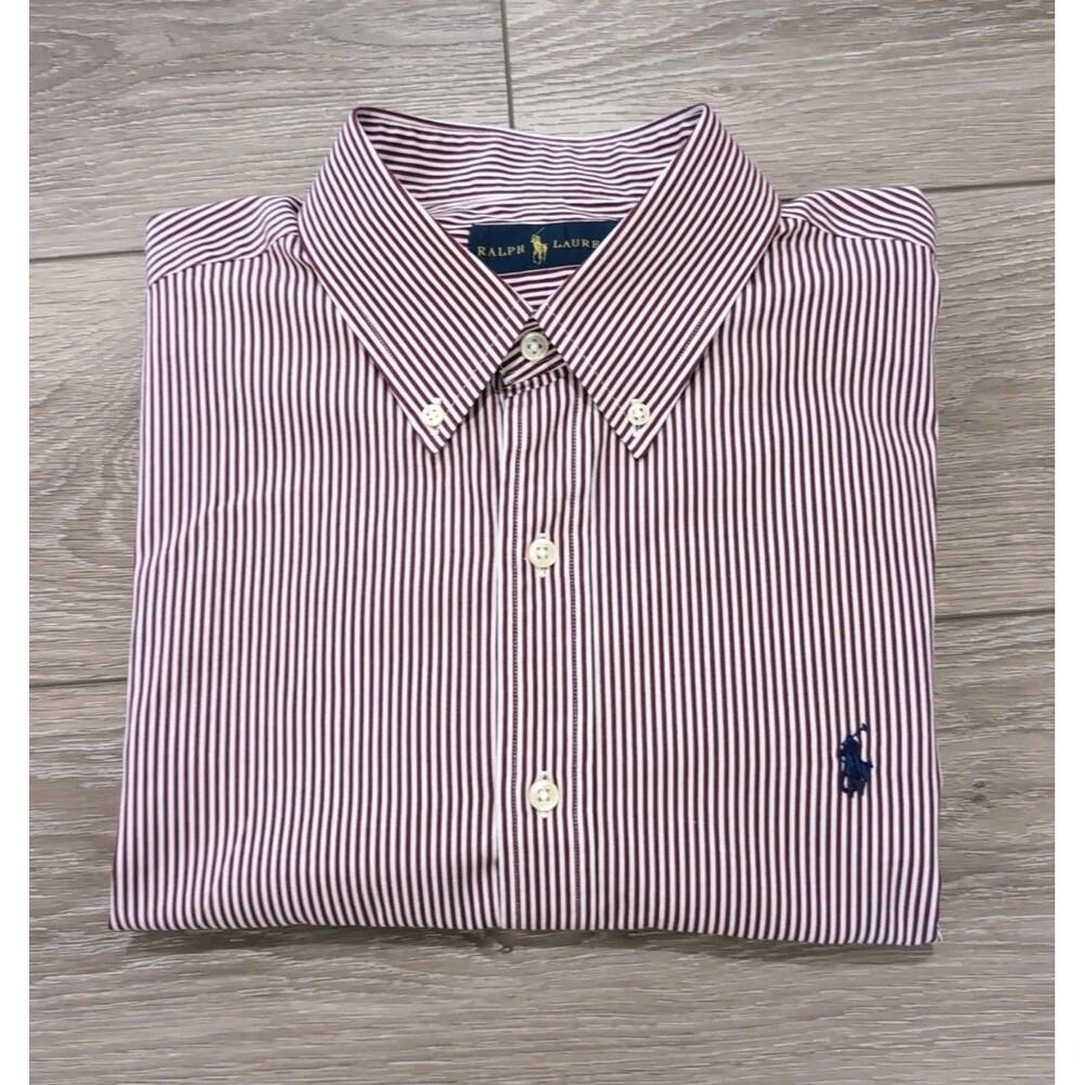 RALPH LAUREN STRIPED CLASSIC FIT BUTTON DOWN OXFORD DRESS SHIRT MEN'S SZ XL EUC
